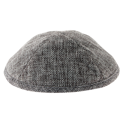 Linen Kippah 17cm- with Pin Spot- Dark Gray