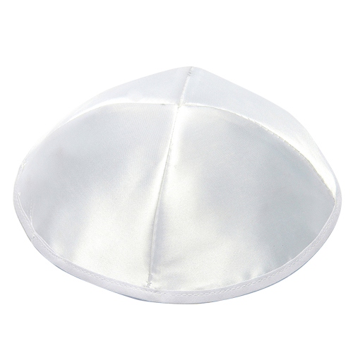 White Satin Kippah 17 cm