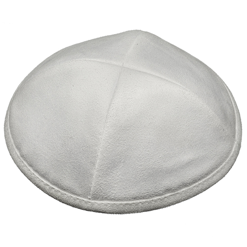 Ultra Suede Kippah 18cm- with Pin Spot- White