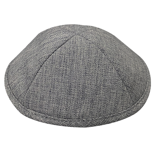 Elegant Gray Fabric Kippah, 19 cm - Dark Gray