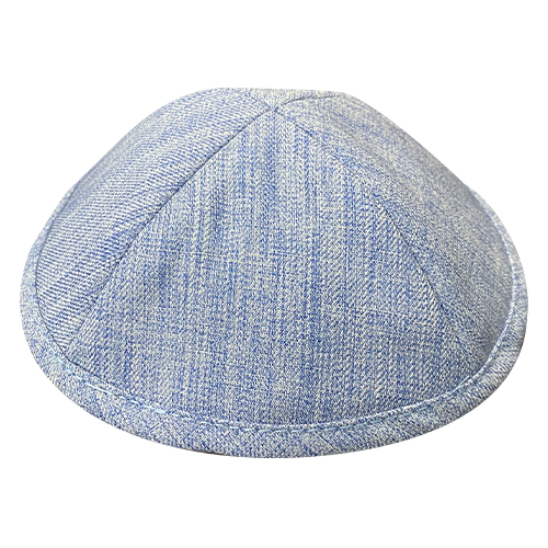 Elegant Fabric Kippah, 17 cm - White, Blue