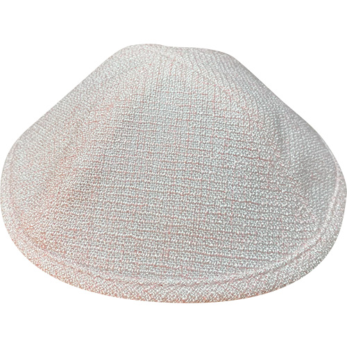 Elegant Fabric Kippah, 17 cm - White, Pink