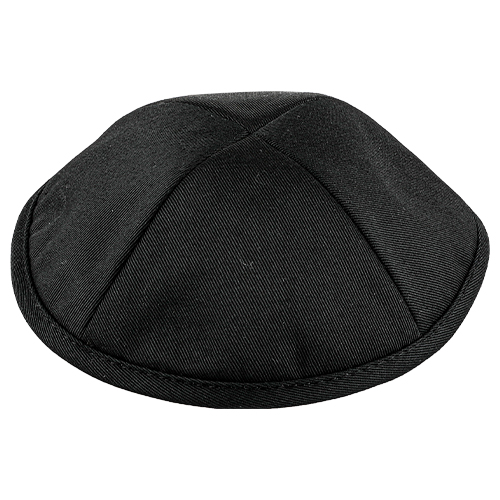 Fabric Kippah Size 2, 17.5 cm- Glossy Black - Matte