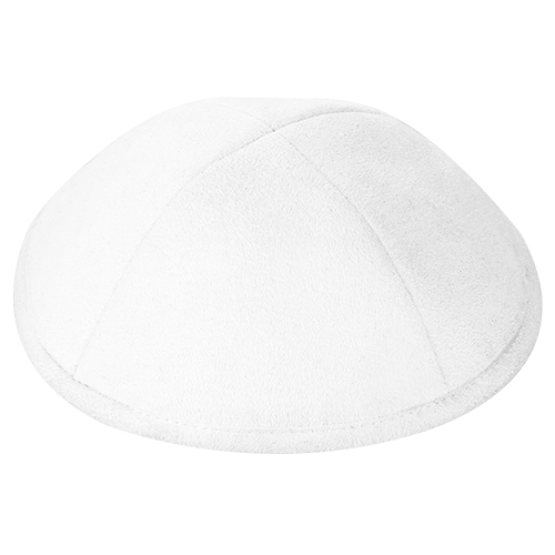 Ultra Suede Kippah 20 cm, with Pin Spot - White