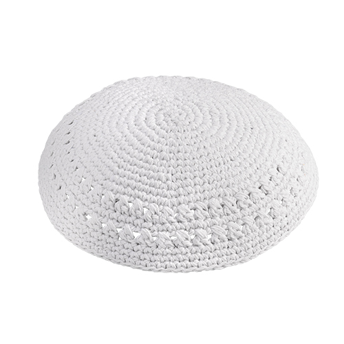 Knitted Kippah 17 cm- White