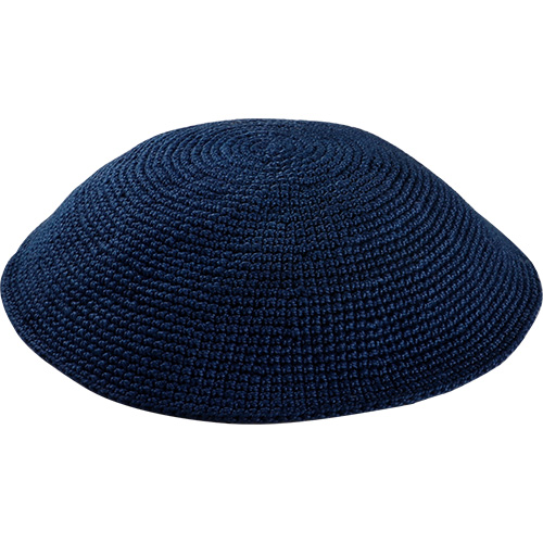 Knitted D.m.c Kippah 16cm - Navy - Dark Blue