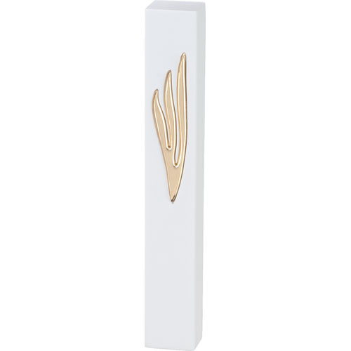 Polymer "Concrete" Mezuzah 15 cm, Stone - Like, White - Gold