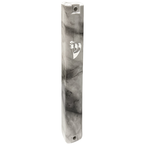 Plastic Mezuzah 12 cm - Gray Marble