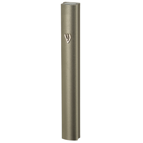 Aluminum Mezuzah with Metal Shin 12 cm- Champagne