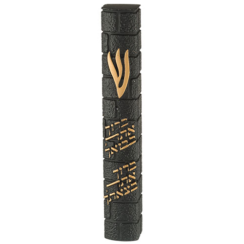 Stone-like "Kotel" Mezuzah 20 cm- Black