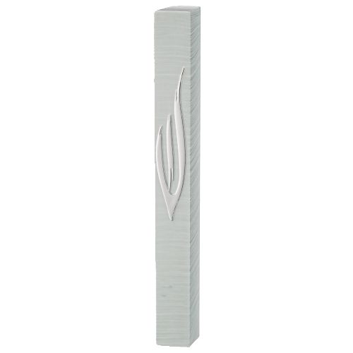 Plastic Mezuzah 15 cm - Silver Shin with Rubber Cork - Striped