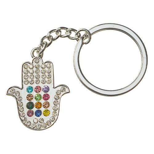 Nickel Hamsa Keyholder with Stone Inlay