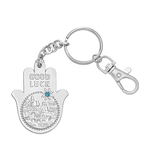 Metal Keyholder Hamsa "Good Luck" 5.5 cm - Nickel