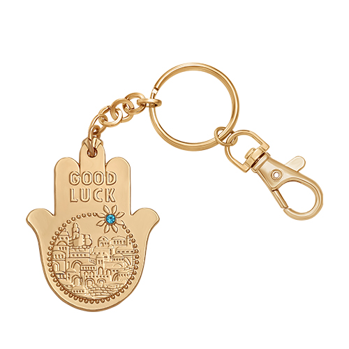 Metal Keyholder Hamsa "Good Luck" 5.5 cm - Gold