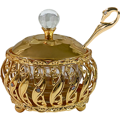 Golden Filigree Honey Dish, 10 cm