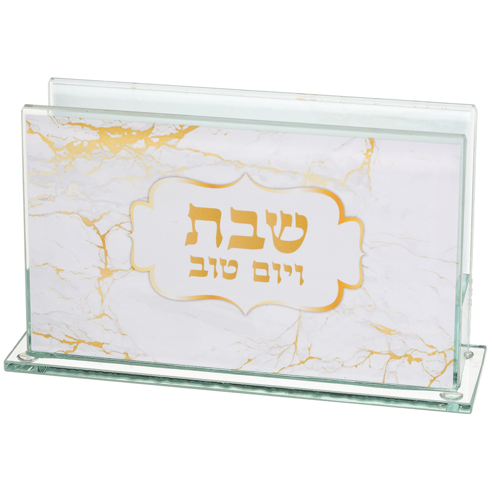 מחזיק גפרורים זכוכית עם הדפסה דגם שיש 12.5×7 ס״מ