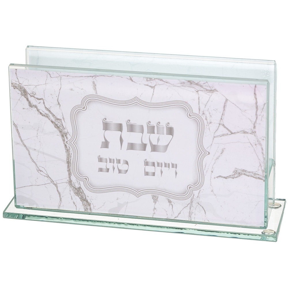 מחזיק גפרורים זכוכית עם הדפסה דגם שיש 6.5×4 ס״מ