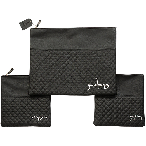Leatherette Tallit - Tefillin Set 40*34 cm