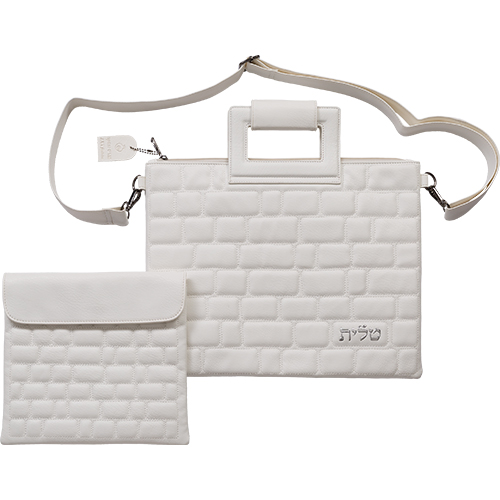 PU Leathere Fabric Talit & Tefilin Set 38*31 cm - White