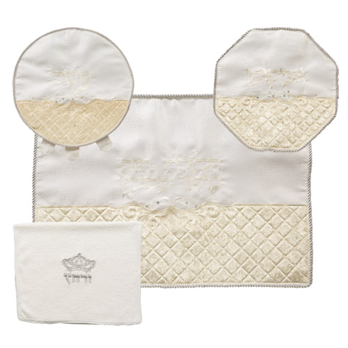 Brockett Passover 4 pcs Set: Matzah, Afikoman & Pillow Covers with Towel