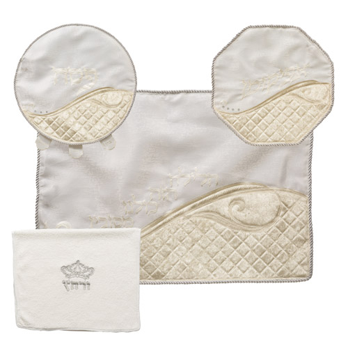 Brockett Passover 4 pcs Set: Matzah, Afikoman & Pillow Covers with Towel