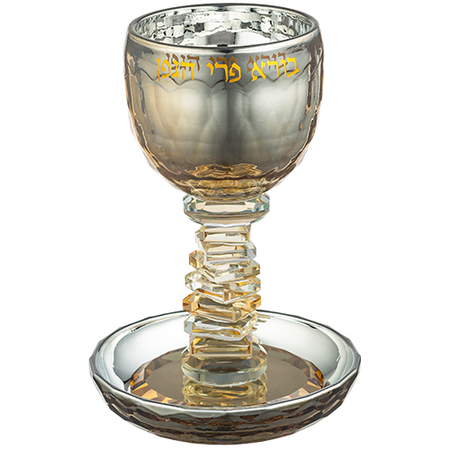Crystal Kiddush Cup 16 cm Contain 100ml // 3.4oz - Gold