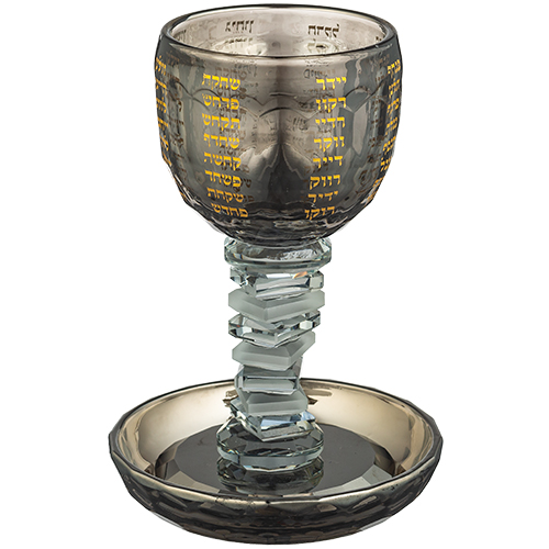 Crystal Kiddush Cup 16 cm Contain 100ml // 3.4oz - Black