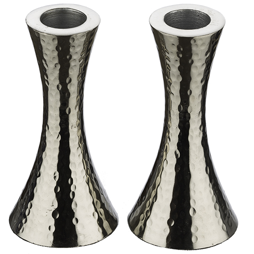 Hammered Aluminum Candlesticks 12 cm - Nickel