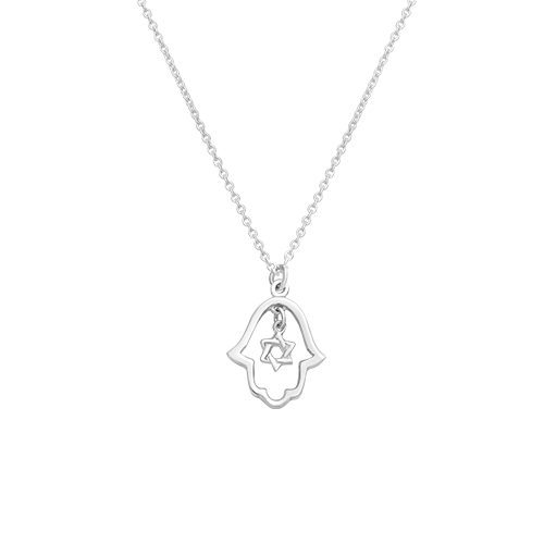 Necklace 952 Silver Plated- "Hamsa"