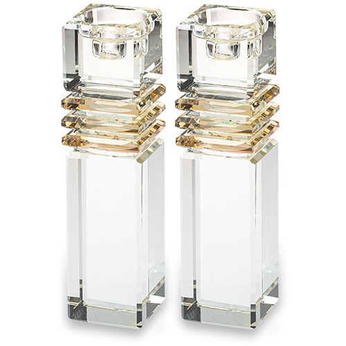 Crystal Candlesticks 17cm - Gold