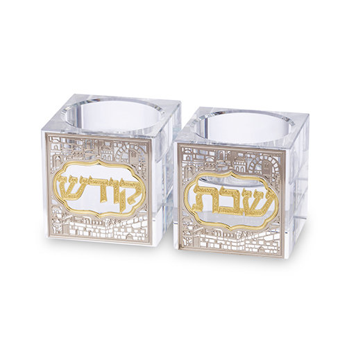 Crystal Candlesticks 5 cm with Metal Plaque