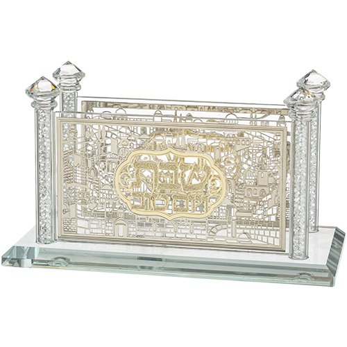 מפיון קריסטל מהודר עם פלקטה "ירושלים" 8×17 ס״מ