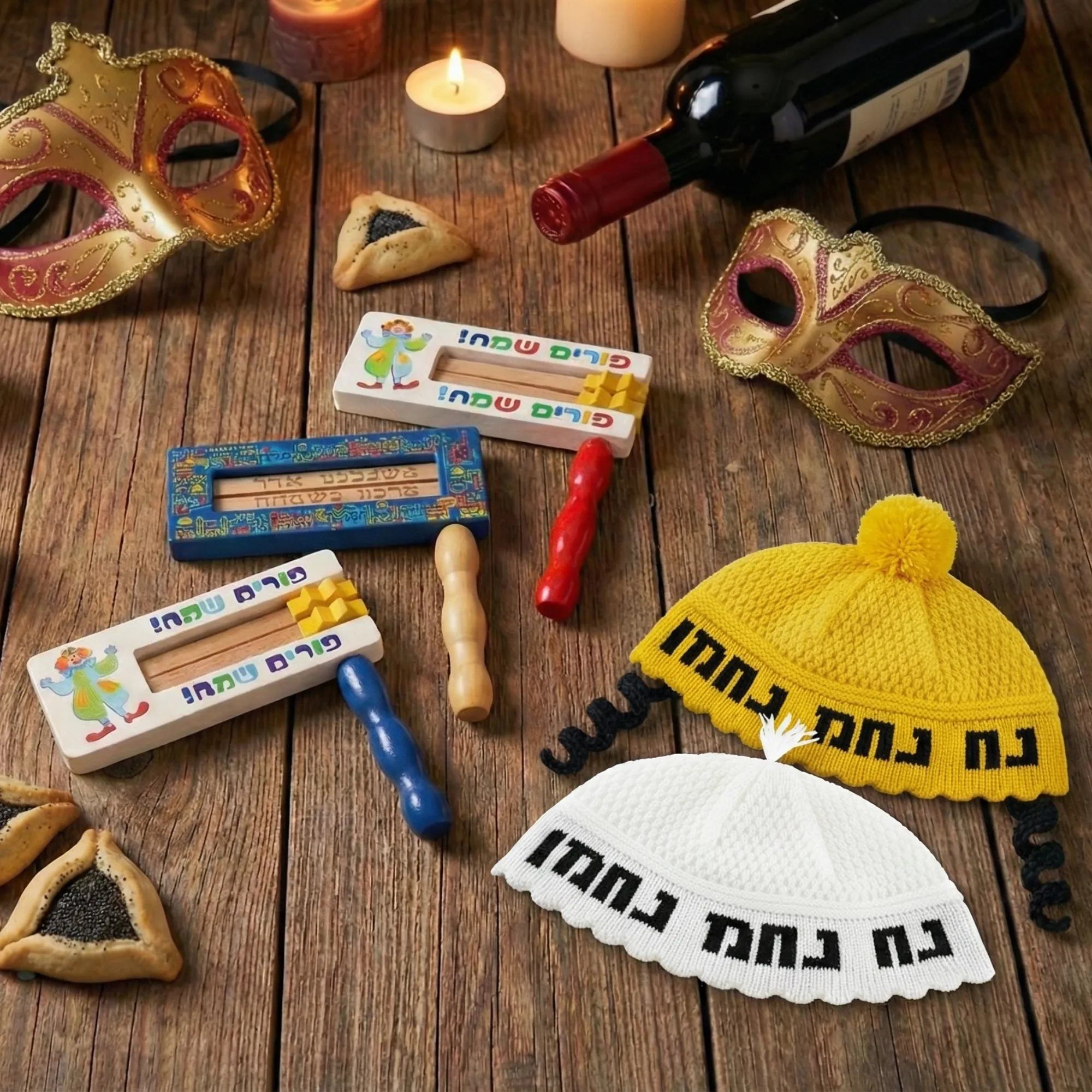 קולקציית רעשנים וכיפות לפורים 