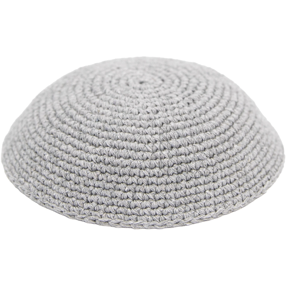 Knitted Kippah 19 cm- Plain Gray - 12 pcs