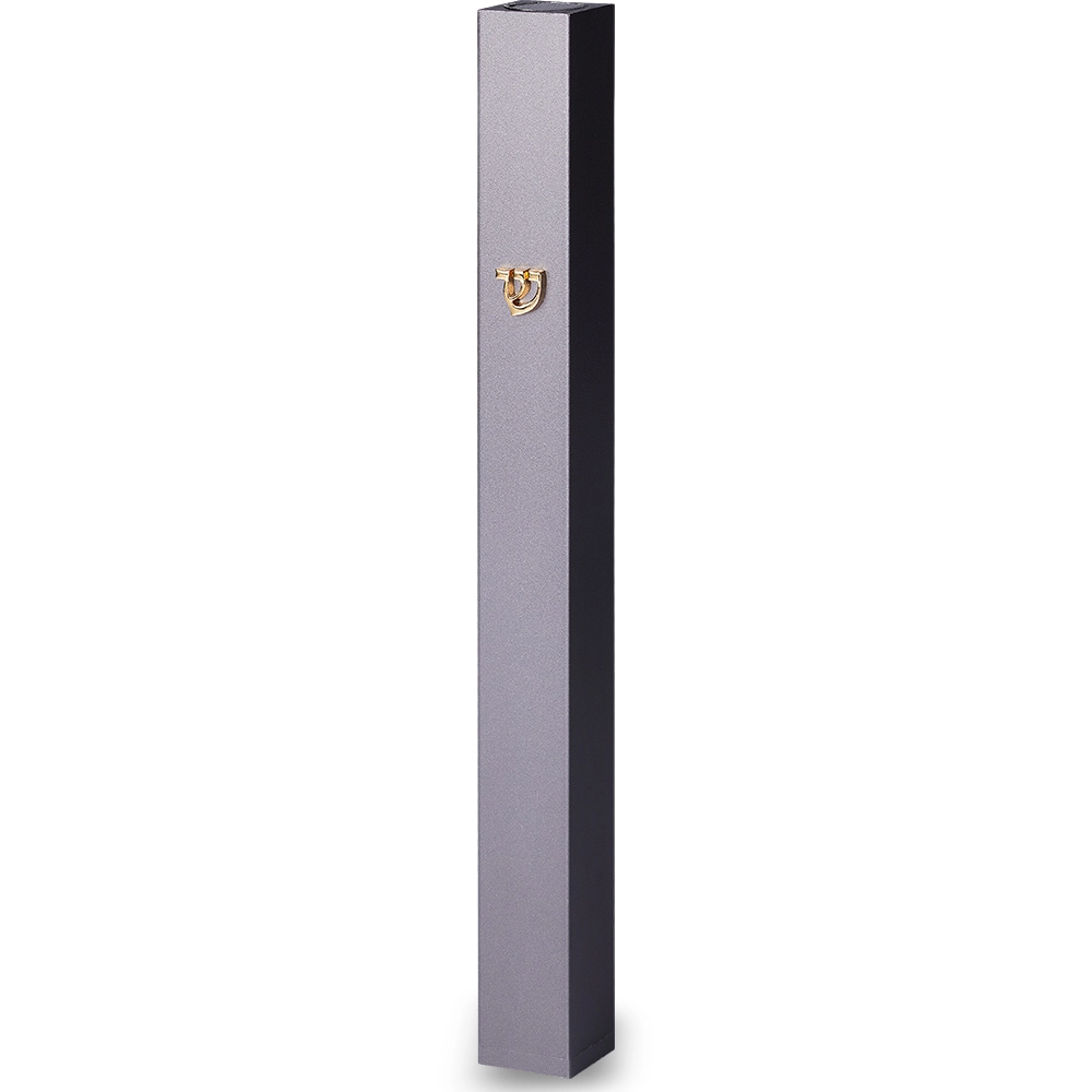 Aluminum Mezuzah 12 Cm-with Metal Shin - Dark Gray