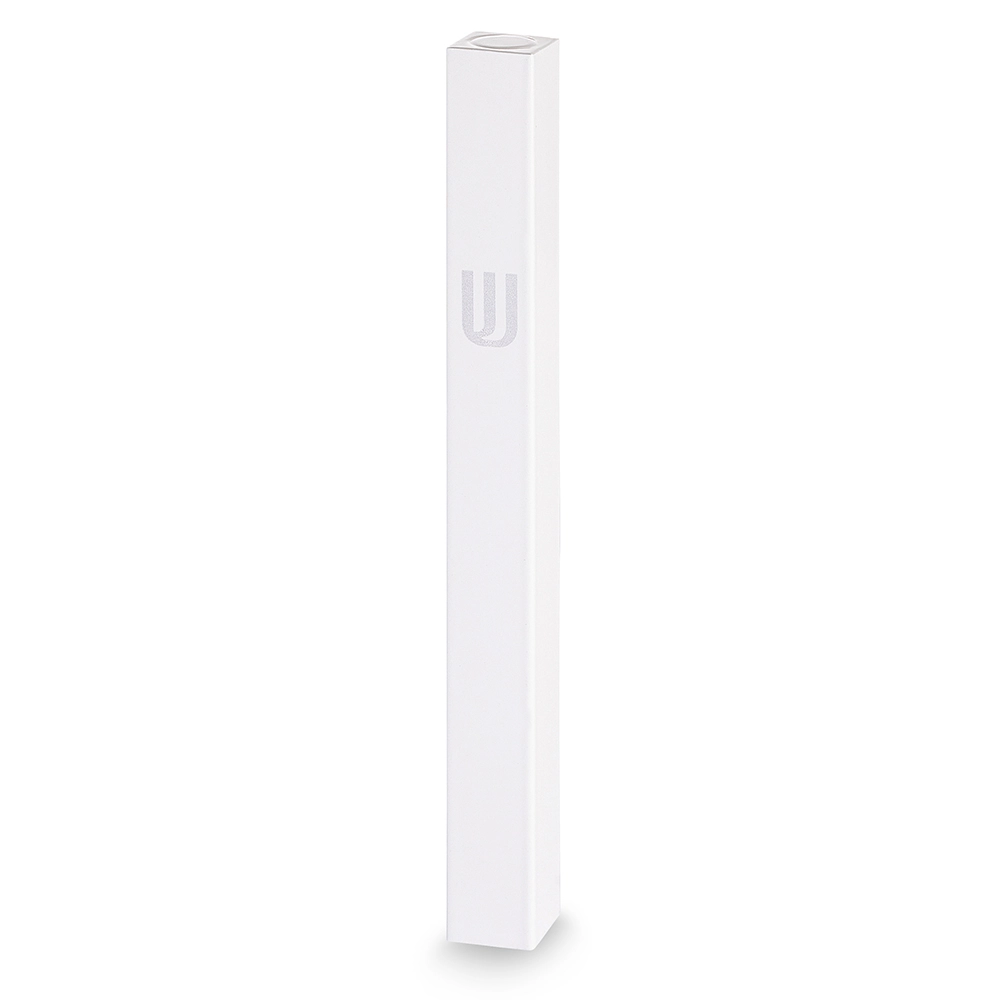 Aluminum Mezuzah 15 cm - White, Printed "Shin"