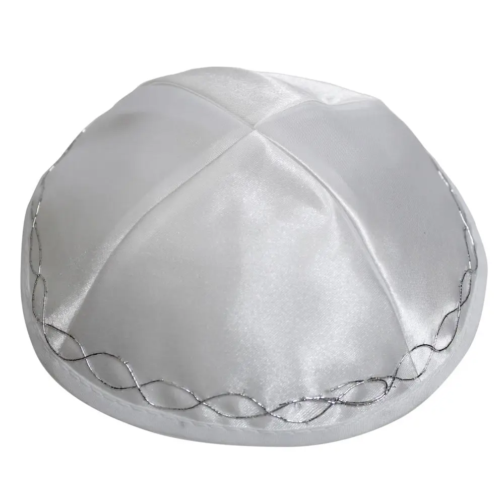 White Satin Kippah 19 cm- Ornaments