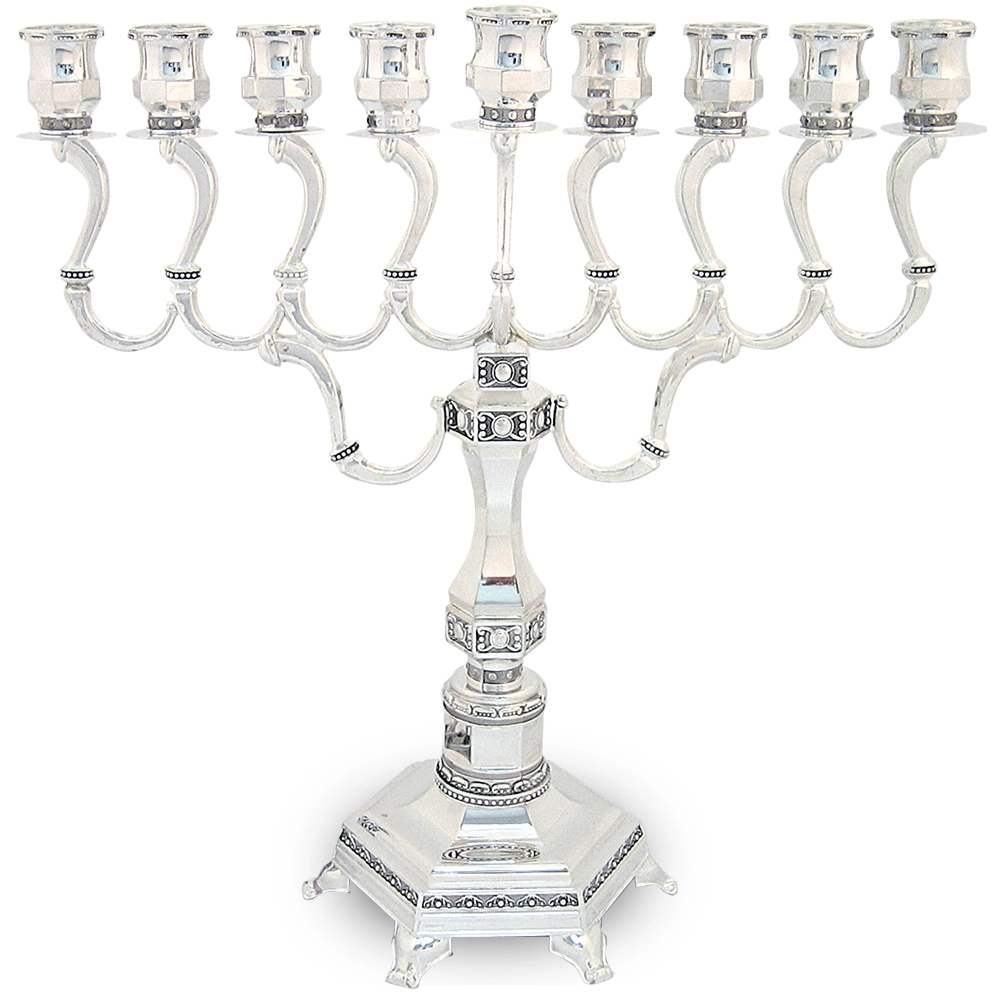 Nickel Plated "Diamond" Menorah 28cm