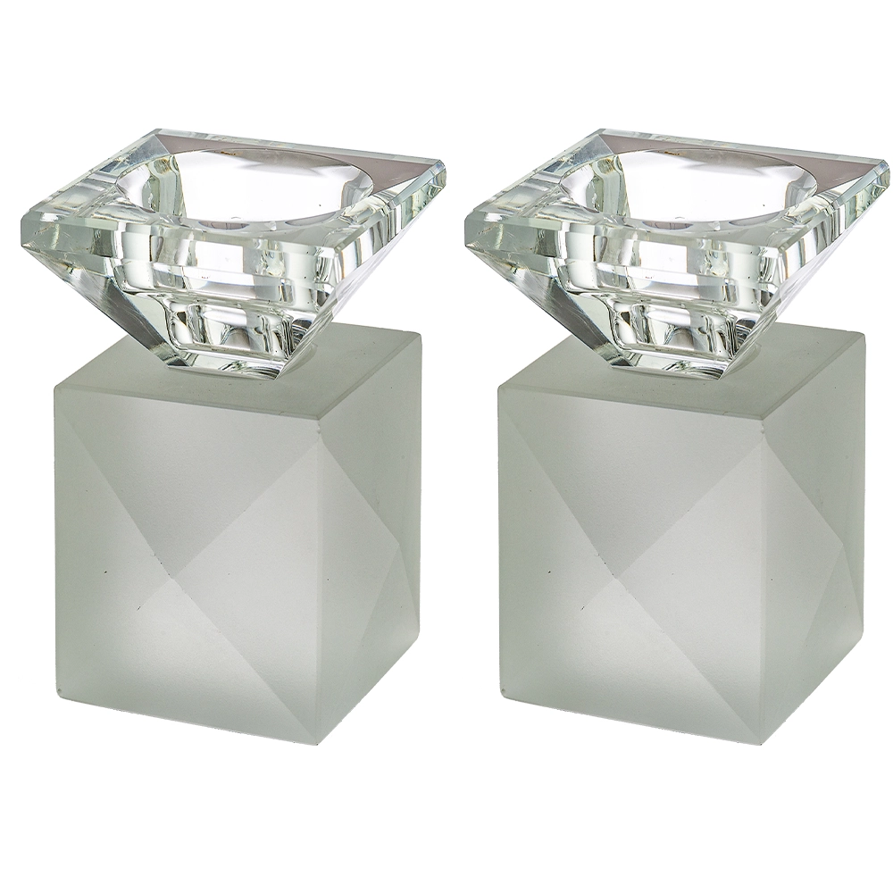 Pair of Crystal Elegant Candlesticks 9 cm - Matte