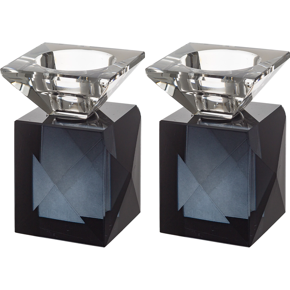 Pair of Crystal Elegant Candlesticks 9 cm - Matte