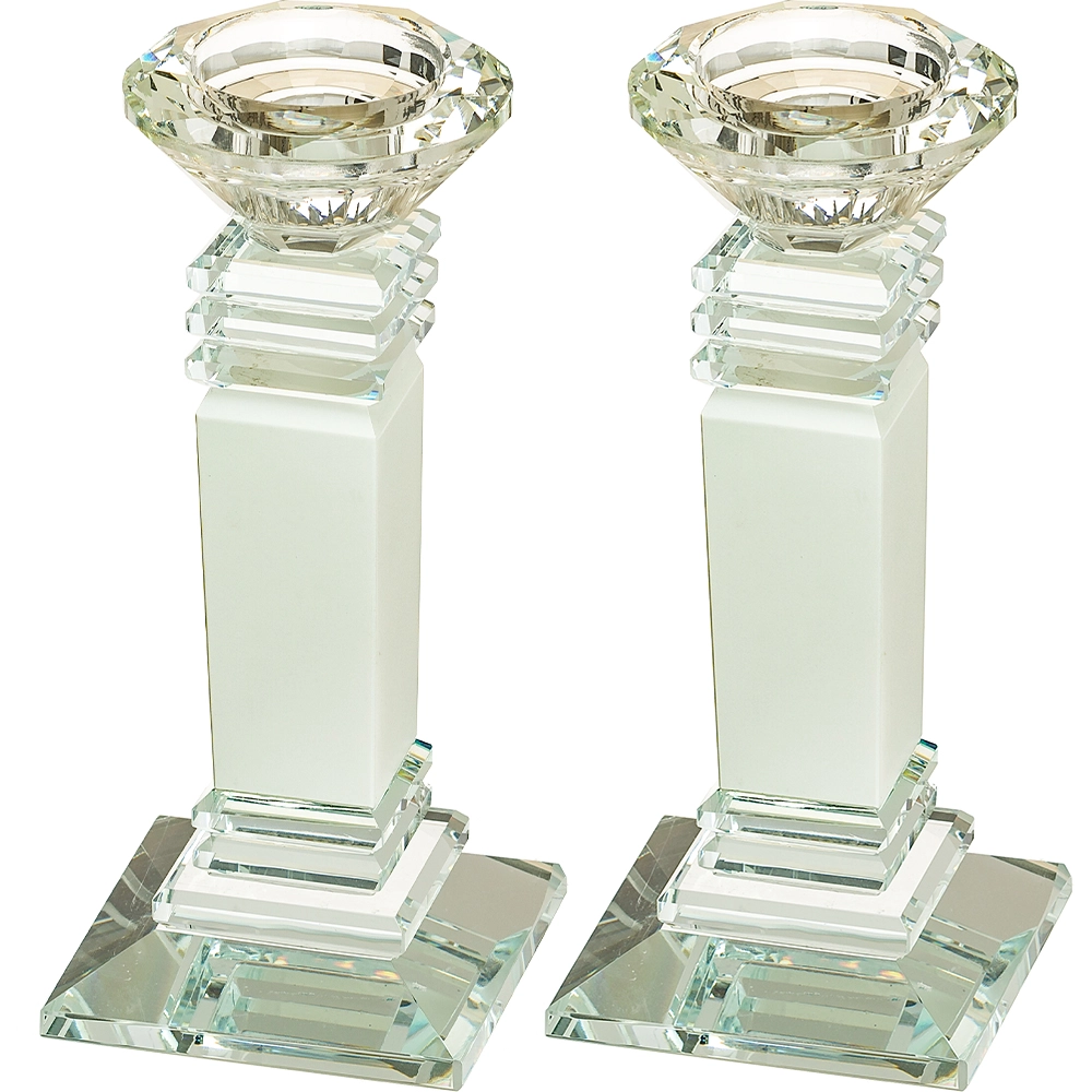 Pair of Crystal Elegant Candlesticks 16 cm
