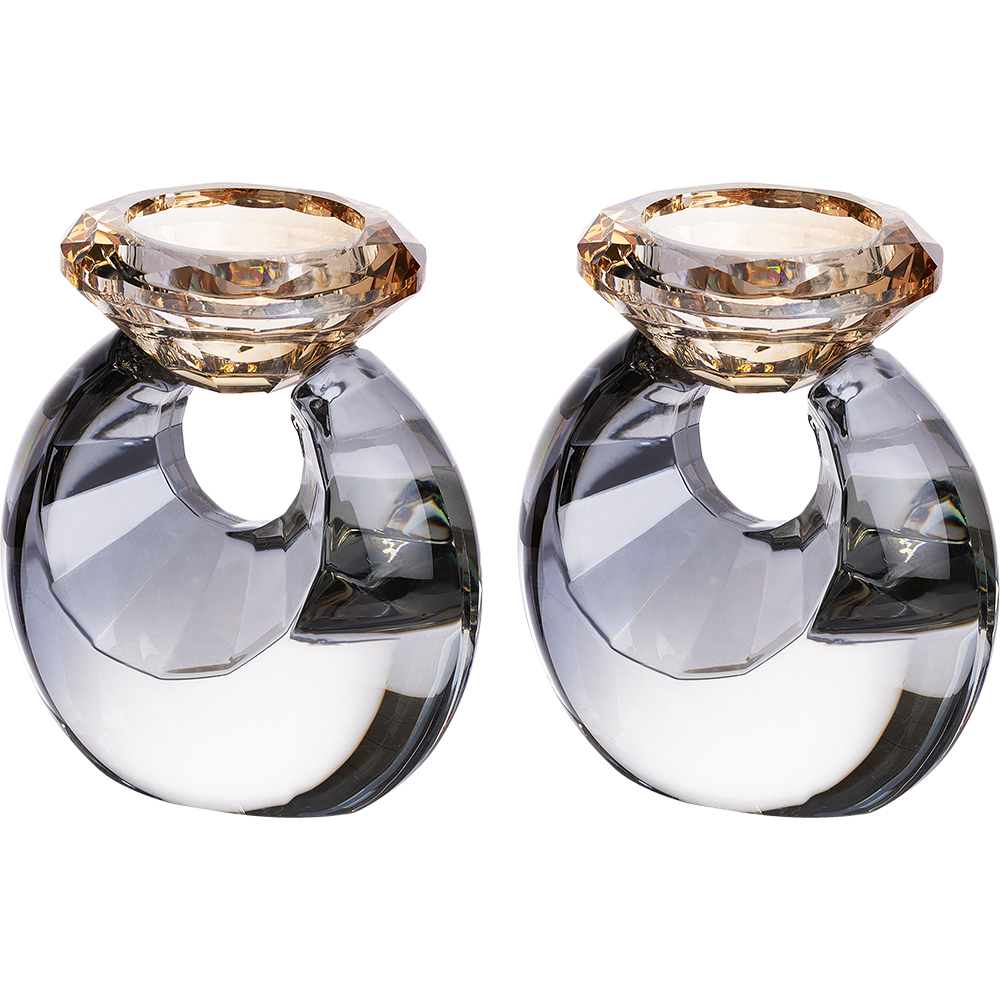 Pair of Crystal Elegant Candlesticks 10 cm