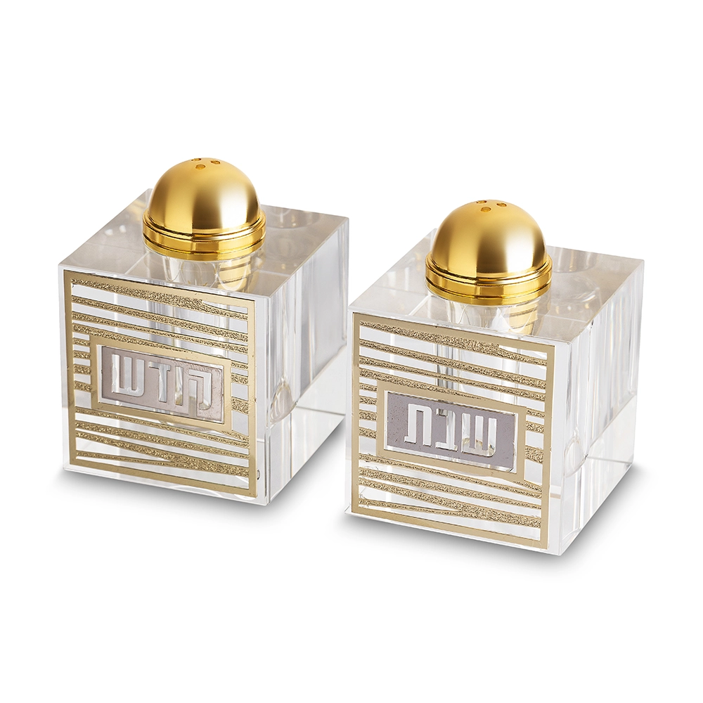 זוג מלחיות קריסטל עם פלקטה "פסים" 7×5 ס״מ