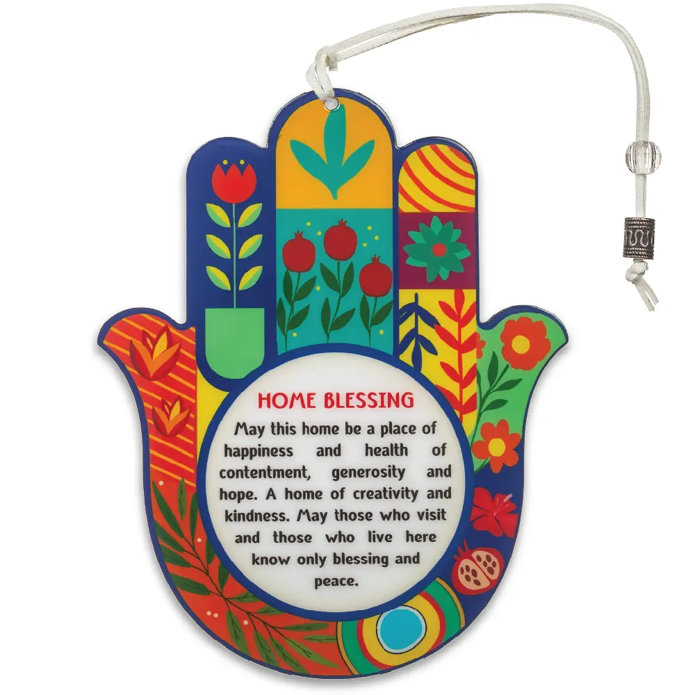Hamsa with Epoxy - Blue English Home Blessing 18.5 cm